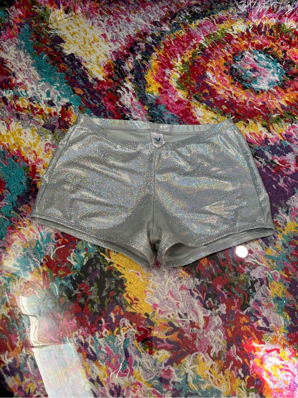 Varsity Silver Holographic Performance Shorts